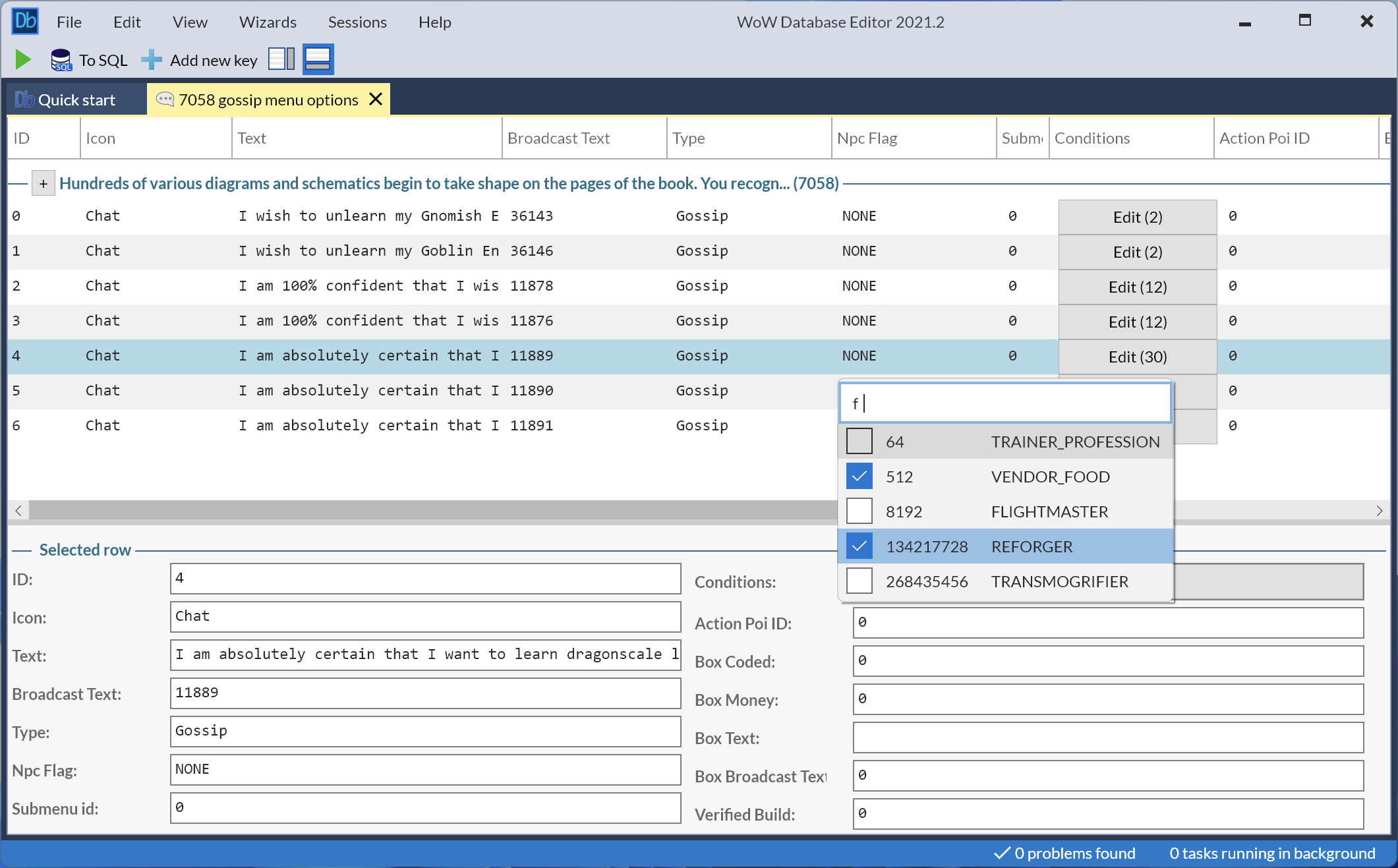 WoW Database Editor 2021 Summary